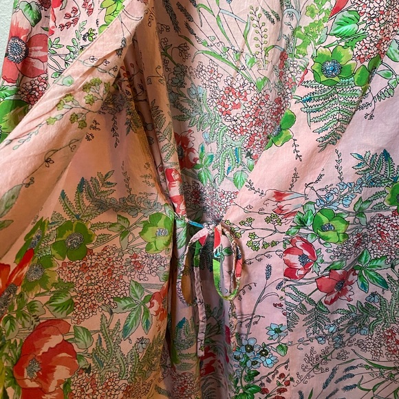 Plum Pretty Sugar  size S pink floral flowers robe coverup kimono style - Picture 2 of 3